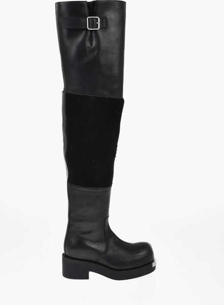 Cizme lungi Maison Margiela Mm6 Leather Over-The-Knee Boots With 5Cm Suede Insert Black Femei (BM 19763234) 3