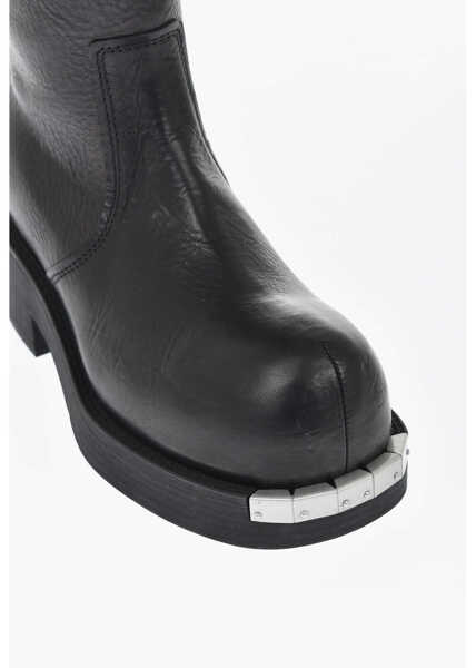 Cizme lungi Maison Margiela Mm6 Leather Over-The-Knee Boots With 5Cm Suede Insert Black Femei (BM 19763234) 4