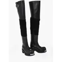 Cizme lungi Mm6 Leather Over-The-Knee Boots With 5Cm Suede Insert Femei