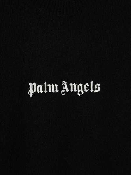 Pulovere Palm Angels Crewneck Sweater Classic Logo With Embroidered Logo Black Barbati (BM 19763270) 3