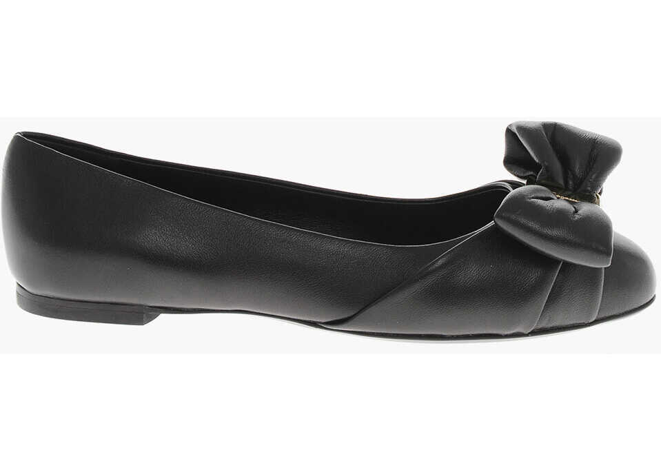 Balerini casual Salvatore Ferragamo Leather Ballet Flats Varina With Front Bow Black Femei (BM 19763279) 3