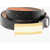 DSQUARED2 Saffiano Leather Belt With 25Mm Gold Buckle Black