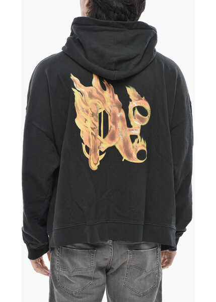 Bluze de trening Palm Angels Brushed Cotton Hoodie Burning Monogram Black Barbati (BM 19763288) 2