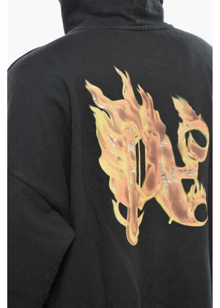 Bluze de trening Palm Angels Brushed Cotton Hoodie Burning Monogram Black Barbati (BM 19763288) 3