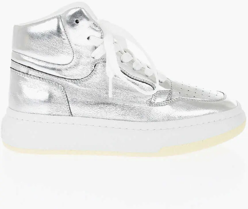 Sneakers Maison Margiela Mm6 Eco-Leather Lam High-Top Sneakers With Rubber Sole Silver Femei (BM 19763432) 3