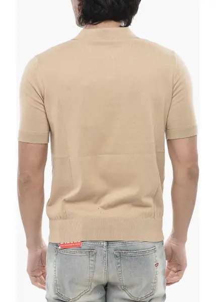 Tricouri Polo DSQUARED2 Knit Polo With Applied Logo Beige Barbati (BM 19763435) 2