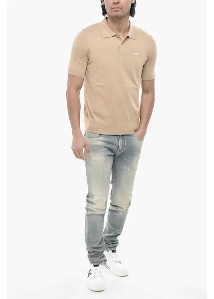 Tricouri Polo DSQUARED2 Knit Polo With Applied Logo Beige Barbati (BM 19763435) 4