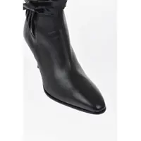 Botine Dama - Botine DSQUARED2 Leather Ankle Boots With Pleated Details, Side Laces And 7Cm Black Femei (BM 19763453) - B-mall.ro