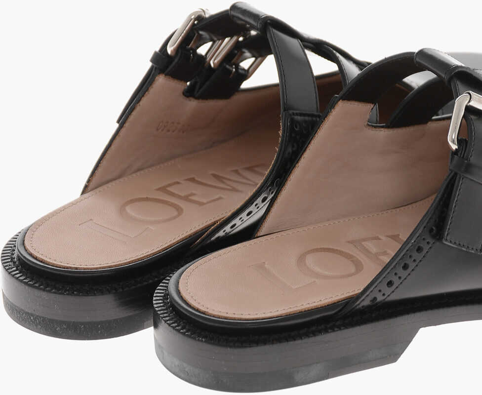 Papuci Loewe Brushed Leather Mary Jane Mules Black Femei (BM 19763456) 2