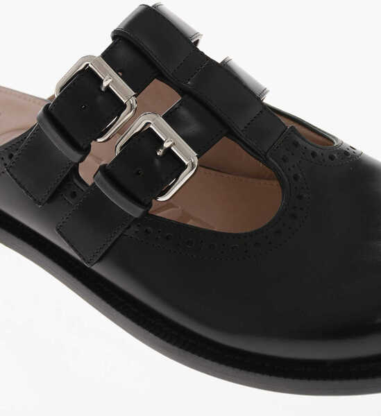 Papuci Loewe Brushed Leather Mary Jane Mules Black Femei (BM 19763456) 4