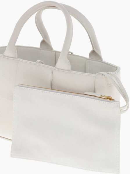 Genti de mana Bottega Veneta Braided Leather Mini Tote Bag With Clutch White Femei (BM 19763459) 4