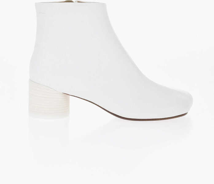 Botine Maison Margiela Mm6 Leather Ankle Boots With 5Cm Internal Zip White Femei (BM 19763462) 3