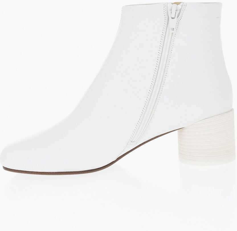 Botine Maison Margiela Mm6 Leather Ankle Boots With 5Cm Internal Zip White Femei (BM 19763462) 4