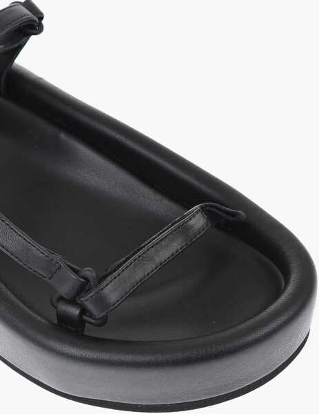 Sandale fara toc Maison Margiela Mm6 Leather Sandals With Chunky Sole And Velcro Closures Black Femei (BM 19763474) 4