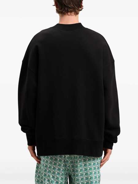 Bluze de trening Palm Angels Brushed Cotton Sweatshirt Neck Logo With Print Black Barbati (BM 19763480) 5