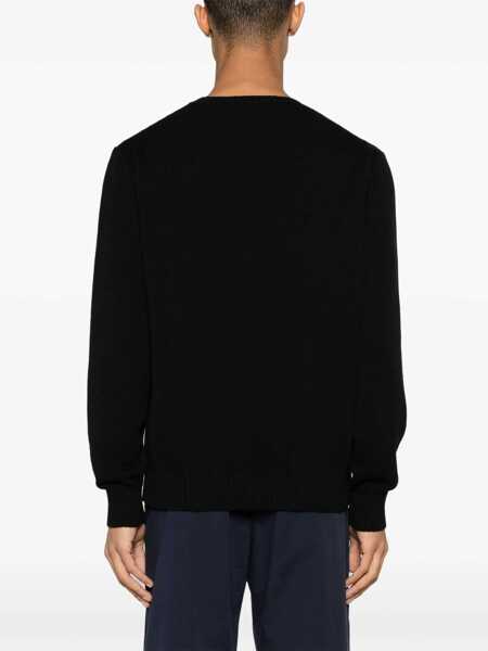 Pulovere Palm Angels Cotton Crewneck Sweater Classic Logo With Embroidered Logo Black Barbati (BM 19763483) 4