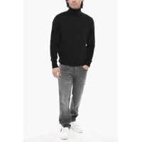 Pulovere Palm Angels pentru Barbati - Pulovere Palm Angels Turtleneck Sweater Curved Logo With Jacquard Logo Black Barbati (BM 19763486) - B-mall.ro