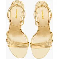 Sandale cu toc Salvatore Ferragamo Dama - Sandale cu toc Salvatore Ferragamo Lam Leather Slingback Sandals Denise 7Cm Gold Femei (BM 19763498) - B-mall.ro