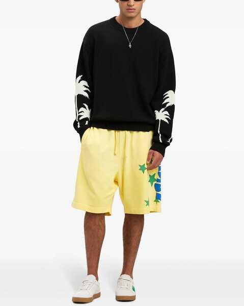 Pulovere Palm Angels Cotton-Blend Crewneck Sweater Palms With Jacquard Details Black Barbati (BM 19763504) 2