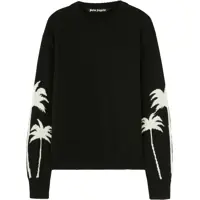 Pulovere Cotton-Blend Crewneck Sweater Palms With Jacquard Details Barbati