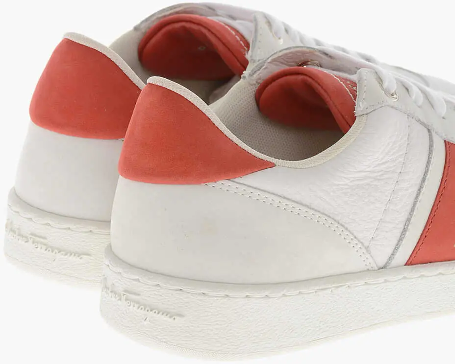 Sneakers Salvatore Ferragamo Hammered Leather Sneakers Achille With Contrasting Strap White Femei (BM 19763537) 2