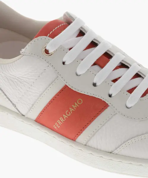 Sneakers Salvatore Ferragamo Hammered Leather Sneakers Achille With Contrasting Strap White Femei (BM 19763537) 4