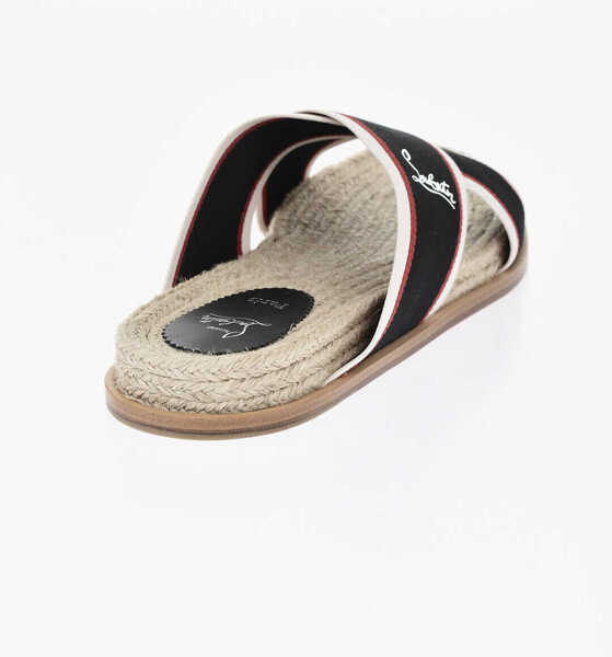 Sandale Christian Louboutin Canvas Criss Cross Slides With Rope Detail Black Barbati (BM 19763540) 2