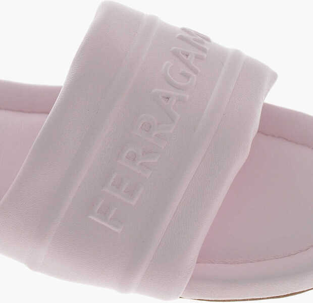 Sandale fara toc Salvatore Ferragamo Leather Slides Hotel With Embossed Logo Pink Femei (BM 19763618) 4