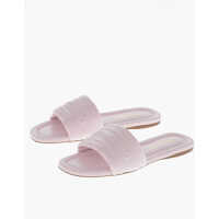 Sandale fara toc Leather Slides Hotel With Embossed Logo Femei