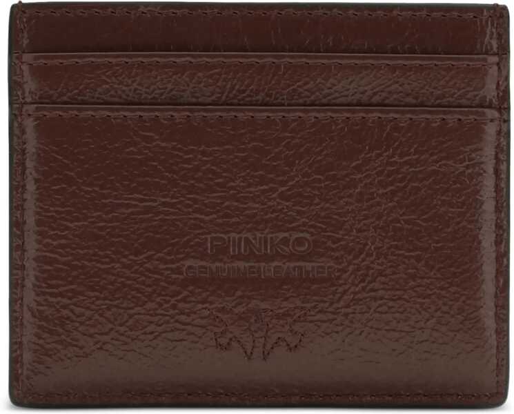 Portofele Pinko Shiny leather Card Holder BURGUNDY WINE-ANTIQUE GOLD Femei (BM 19764668) 2