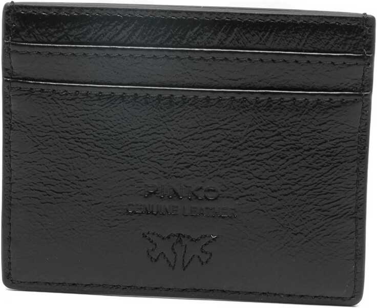Portofele Pinko Shiny leather Card Holder NERO LIMOUSINE-ORO Femei (BM 19764671) 2