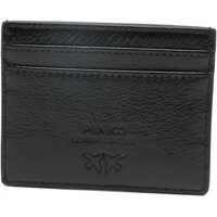 Portofele Dama - Portofele Pinko Shiny leather Card Holder NERO LIMOUSINE-ORO Femei (BM 19764671) - B-mall.ro