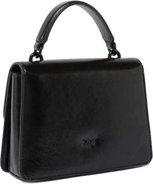 Genti de mana Pinko Shiny leather Love One Top mini Handbag NERO LIMOUSINE BLOCK COLOR Femei (BM 19764719) 2