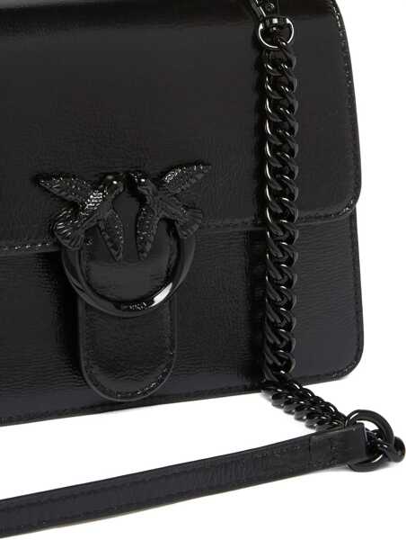 Genti de mana Pinko Shiny leather Love One Top mini Handbag NERO LIMOUSINE BLOCK COLOR Femei (BM 19764719) 3