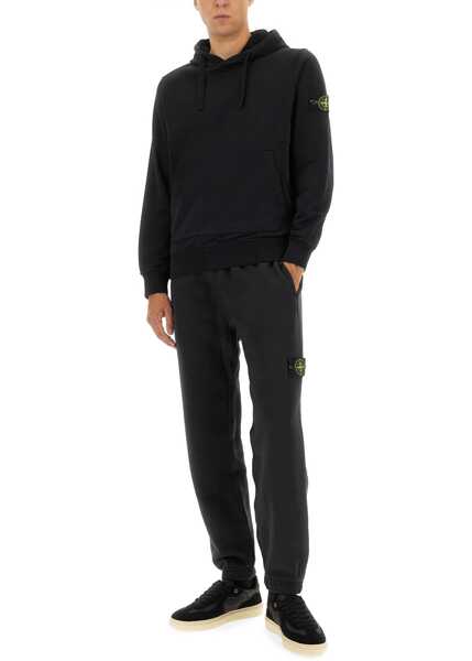 Bluze de trening Stone Island Felpa In Pile Con Cappuccio BLACK Barbati (BM 19764779) 4