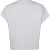 Tricouri Dama - Tricouri Balmain Cropped T-Shirt With Logo WHITE Femei (BM 19764908) - B-mall.ro