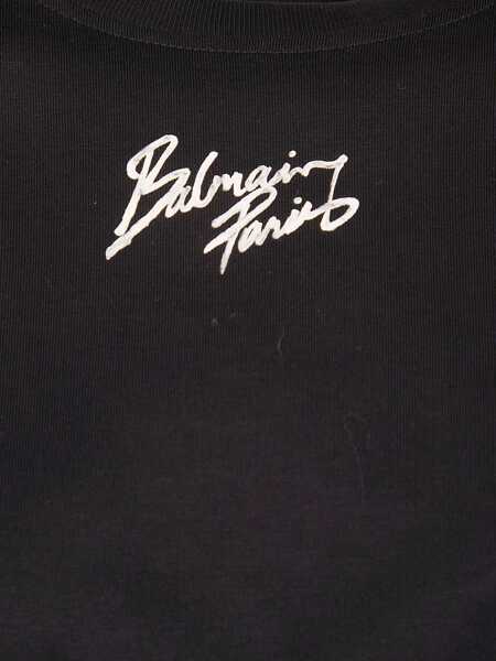 Tricouri Balmain Cropped T-Shirt With Logo BLACK Femei (BM 19764917) 3