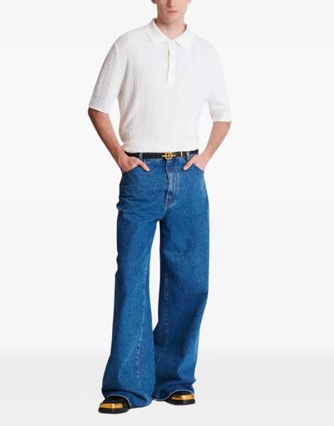 Tricouri Polo Balmain Merino Wool Polo Shirt WHITE Barbati (BM 19764947) 2