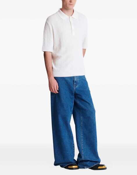 Tricouri Polo Balmain Merino Wool Polo Shirt WHITE Barbati (BM 19764947) 3