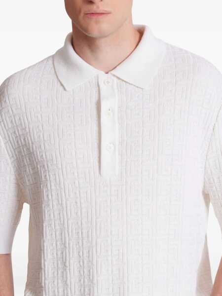 Tricouri Polo Balmain Merino Wool Polo Shirt WHITE Barbati (BM 19764947) 5