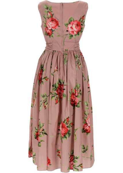 Rochii casual Dolce & Gabbana Rose Bouquet Print Midi Dress PINK Femei (BM 19764953) 2