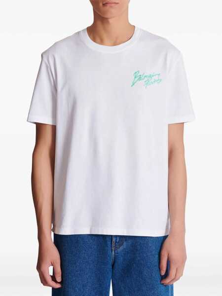 Tricouri Balmain T-Shirt With Logo WHITE Barbati (BM 19765046) 5