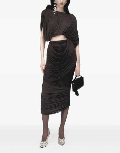 Fuste casual Magda Butrym Cupro Midi Skirt BROWN Femei (BM 19765079) 2