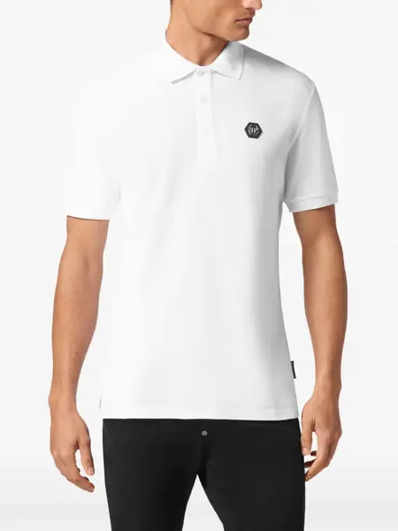 Tricouri Polo Philipp Plein Polo With Logo Patch WHITE Barbati (BM 19765130) 3