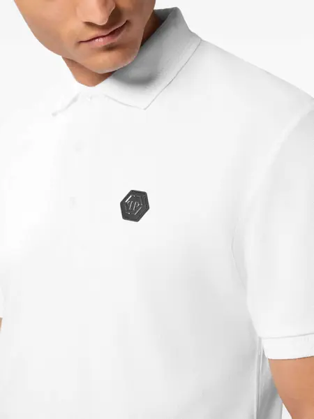 Tricouri Polo Philipp Plein Polo With Logo Patch WHITE Barbati (BM 19765130) 5