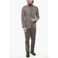 Sacouri CORNELIANI pentru Barbati - Sacouri CORNELIANI Cc Collection Two-Button Virgin Wool Blend Blazer With Patch Brown Barbati (BM 19766594) - B-mall.ro