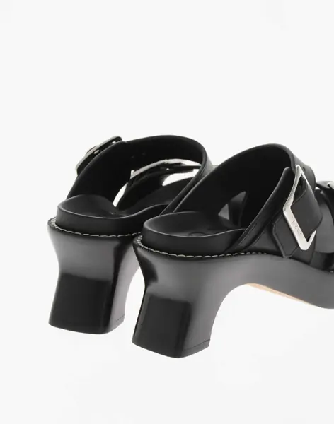 Saboti Loewe Leather Open-Toe Mules With 7Cm Leather Sole Black Femei (BM 19766606) 2