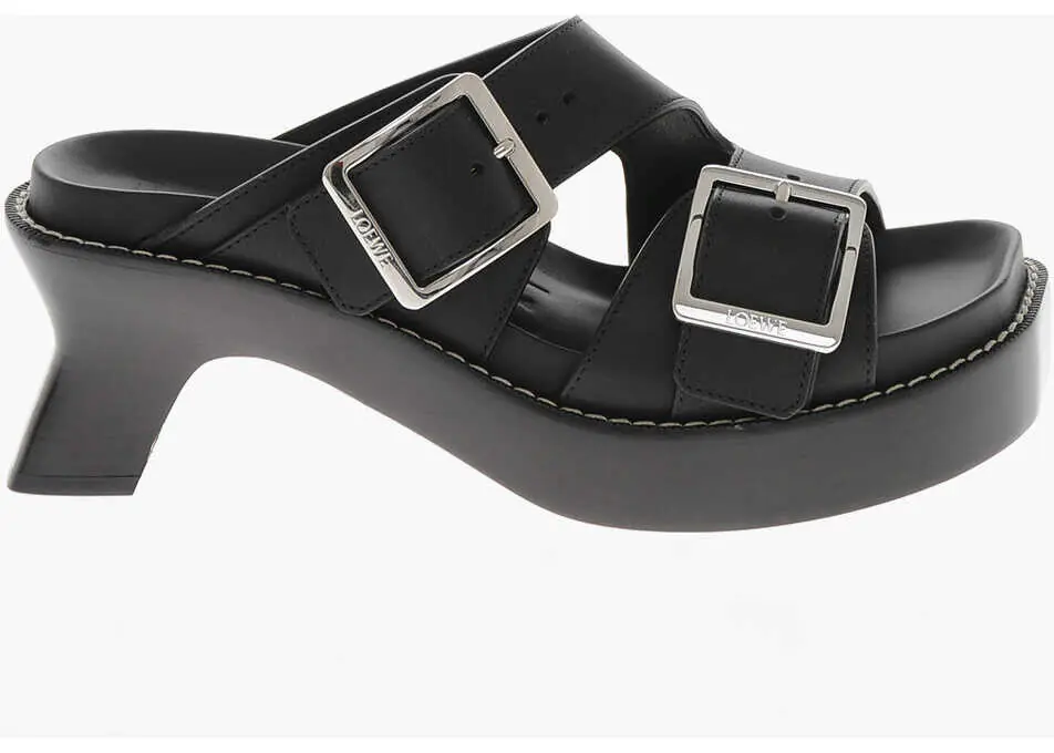 Saboti Loewe Leather Open-Toe Mules With 7Cm Leather Sole Black Femei (BM 19766606) 3