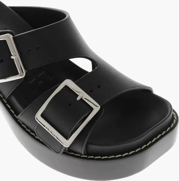 Saboti Loewe Leather Open-Toe Mules With 7Cm Leather Sole Black Femei (BM 19766606) 4