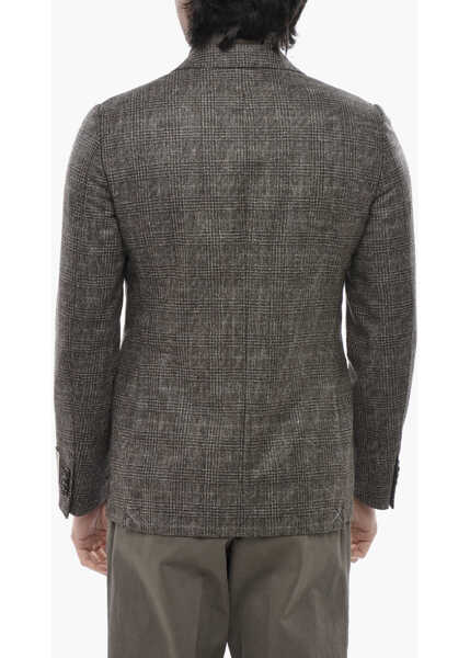 Sacouri elegante CORNELIANI Cc Collection District Check Virgin Wool Jacket With Flap Po Brown Barbati (BM 19766612) 2